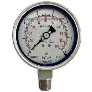 Manômetro 100mm Vertical 100×7 com glicerina modelo 233.50.100