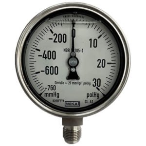 Manovacuômetro 100mm Vertical -760 - 30 com glicerina modelo 233.50.100