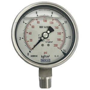 Manômetro 100mm Vertical 200×14 com glicerina modelo 233.50.100