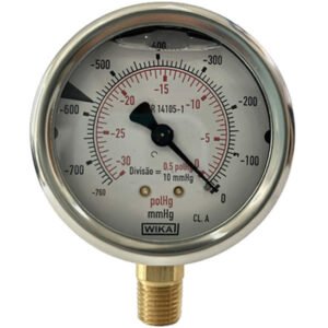Vacuômetro 63mm Vertical 30×760 com glicerina modelo 213.53.063