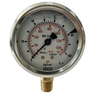 Manômetro 63mm Vertical 1500x100 com glicerina modelo 213.53.063