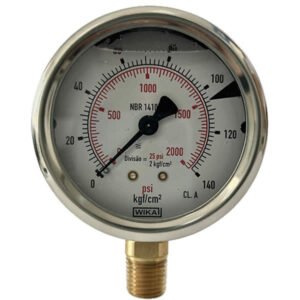 Manômetro 63mm Vertical 2000×140 com glicerina modelo 213.53.063