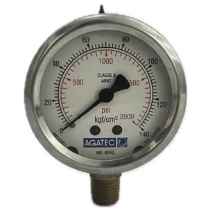 Manômetro 63mm Vertical 2000×140 com glicerina modelo 213.53.063