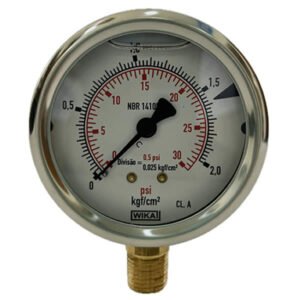 Manômetro 63mm Vertical 30×2 com glicerina modelo 213.53.063