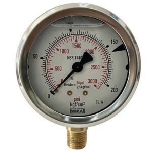 Manômetro 63mm Vertical 3000×200 com glicerina modelo 213.53.063