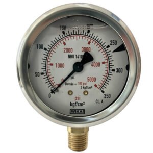 Manômetro 63mm Vertical 5000×350 com glicerina modelo 213.53.063