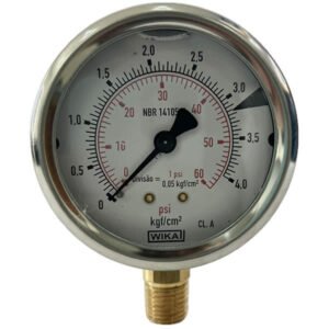 Manômetro 63mm Vertical 60×4 com glicerina modelo 213.53.063