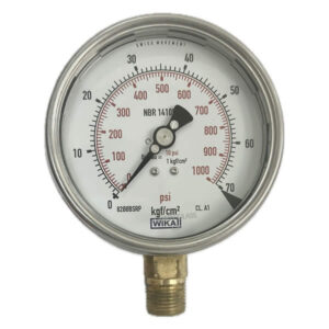 Manômetro 100mm Vertical 1000×70 com glicerina modelo 212.54