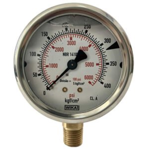 Manômetro 63mm Vertical 6000×400 com glicerina modelo 213.53.063