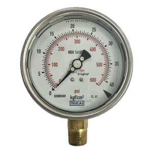 Manômetro 100mm Vertical 600×40 com glicerina modelo 212.54