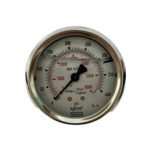 Manômetro 63mm Horizontal 6000×400 com glicerina modelo 213.53.063