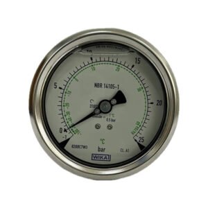 Manovacuômetro 100mm Horizontal -1×25 com glicerina modelo 233.50.100