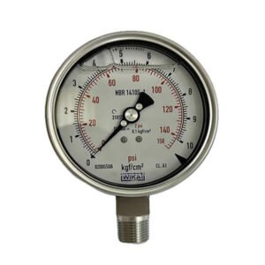 Manômetro 100mm Vertical 150×10 com glicerina modelo 233.50.100