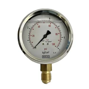 Manômetro Wika 100mm Vertical 99×7 com glicerina modelo 113.53.100