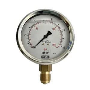 Manômetro Wika 100mm Vertical 140×10 com glicerina modelo 113.53.100
