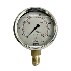 Manômetro Wika 100mm Vertical 1400×100 com glicerina modelo 113.53.100