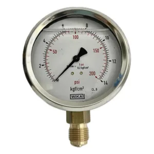 Manômetro Wika 100mm Vertical 199×14 com glicerina modelo 113.53.100