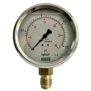 Manômetro Wika 100mm Vertical 28×2 com glicerina modelo 113.53.100