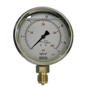 Manômetro Wika 100mm Vertical 390×28 com glicerina modelo 113.53.100