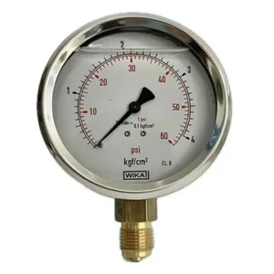 Manômetro Wika 100mm Vertical 56×4 com glicerina modelo 113.53.100