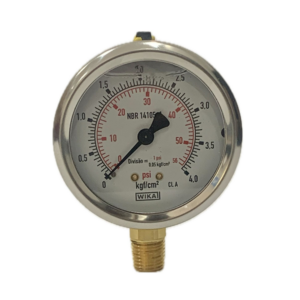 Manômetro Wika 63mm Vertical 56×4 com glicerina modelo 213.53.063