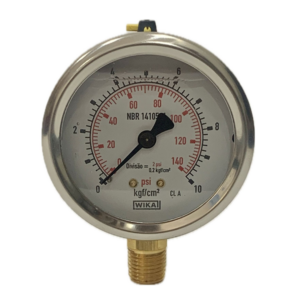 Manômetro Wika 63mm Vertical 140×10 com glicerina modelo 213.53.063