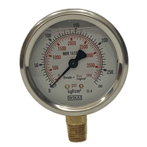 Manômetro Wika 63mm Vertical 3900×280 com glicerina modelo 213.53.063