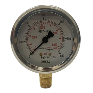 Manômetro Wika 63mm Vertical 8400×600 com glicerina modelo 213.53.063