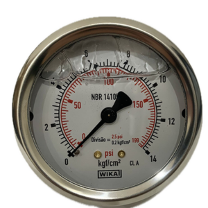 Manômetro Wika 63mm Horizontal 199×14 com glicerina modelo 213.53.063