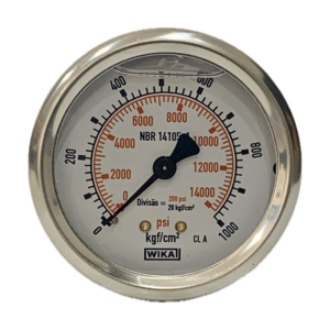 Manômetro Wika 63mm Horizontal 14000×1000 com glicerina modelo 213.53.063