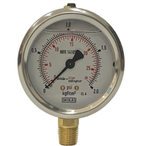 Manômetro Wika 63mm Vertical 28×2 com glicerina modelo 213.53.063