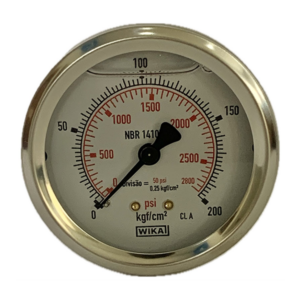 Manômetro Wika 63mm Horizontal 2800×200 com glicerina modelo 213.53.063