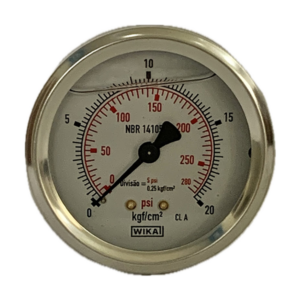 Manômetro Wika 63mm Horizontal 280×20 com glicerina modelo 213.53.063