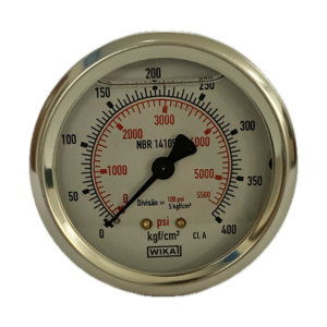 Manômetro Wika 63mm Horizontal 5.500×400 com glicerina modelo 213.53.063