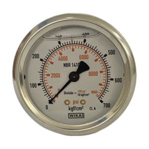 Manômetro Wika 63mm Horizontal 9.900×700 com glicerina modelo 213.53.063