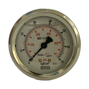 Manômetro Wika 63mm Horizontal 990x70 com glicerina modelo 213.53.063